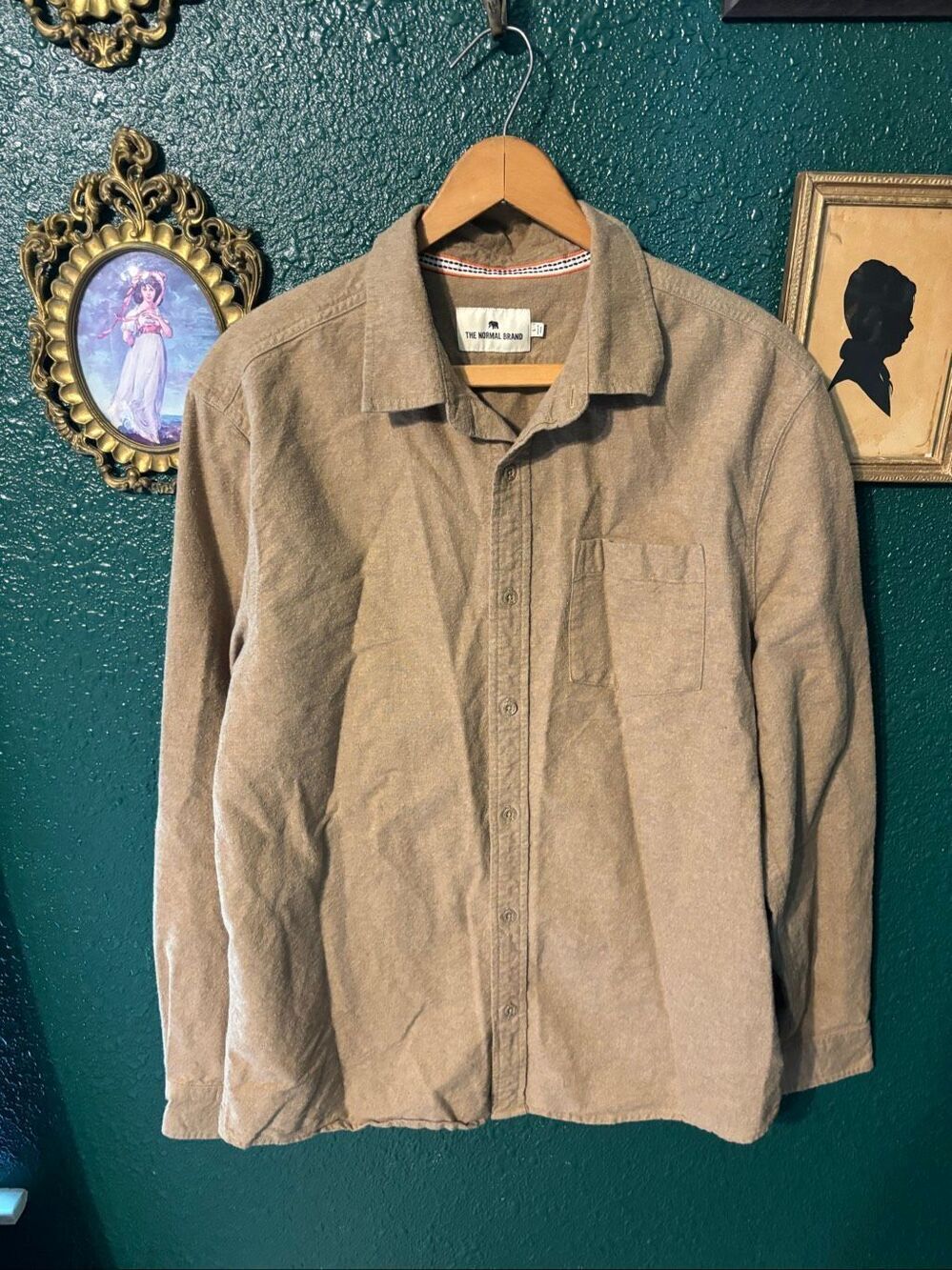 The Normal Brand Brown Mens Button Up Top Size Large